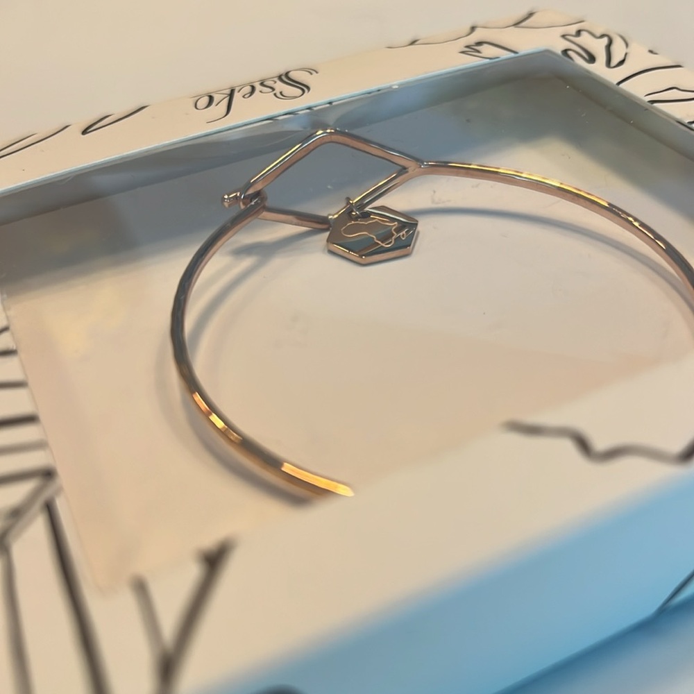 Sseko Rose Gold Brave Bracelet Africa charm - Picture 2 of 4